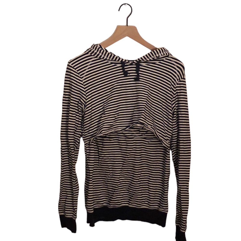 Latched Mama Large Navy Striped Nursing Hoodie XL